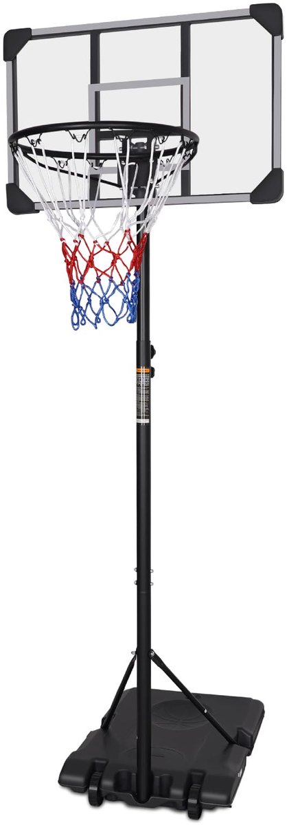 SnelShoppen - Draagbare Vrijstaande Basketbalring 7ft Hoogte Verstelbaar met Transparant Backboard voor Binnen/Buiten, 165-213 cm, Sport, Kinderen, Tu
