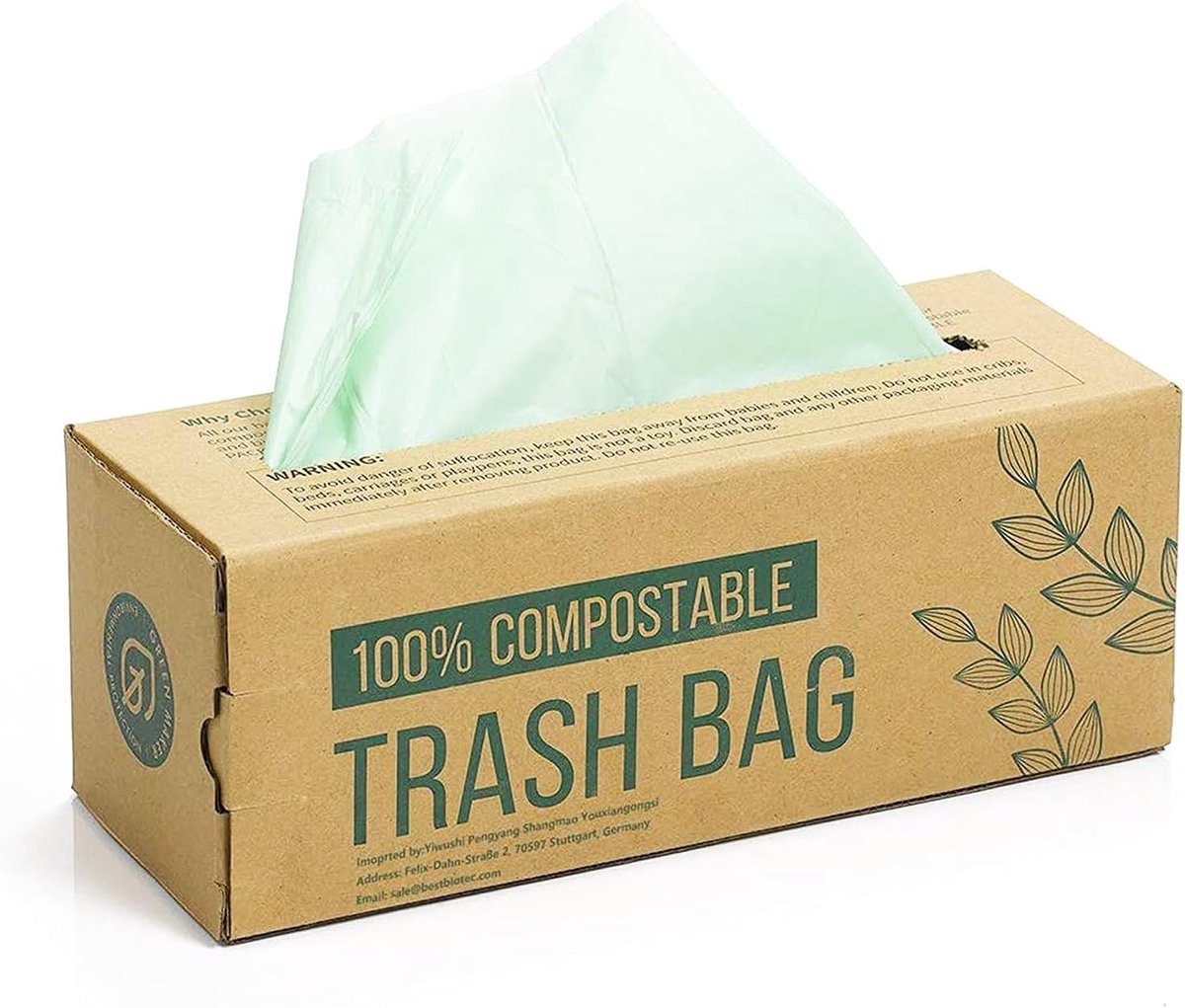 Composteerbare afvalzakken 6L 8L 10L - 150 stuks voor keukenafval - 100% biologisch afbreekbaar