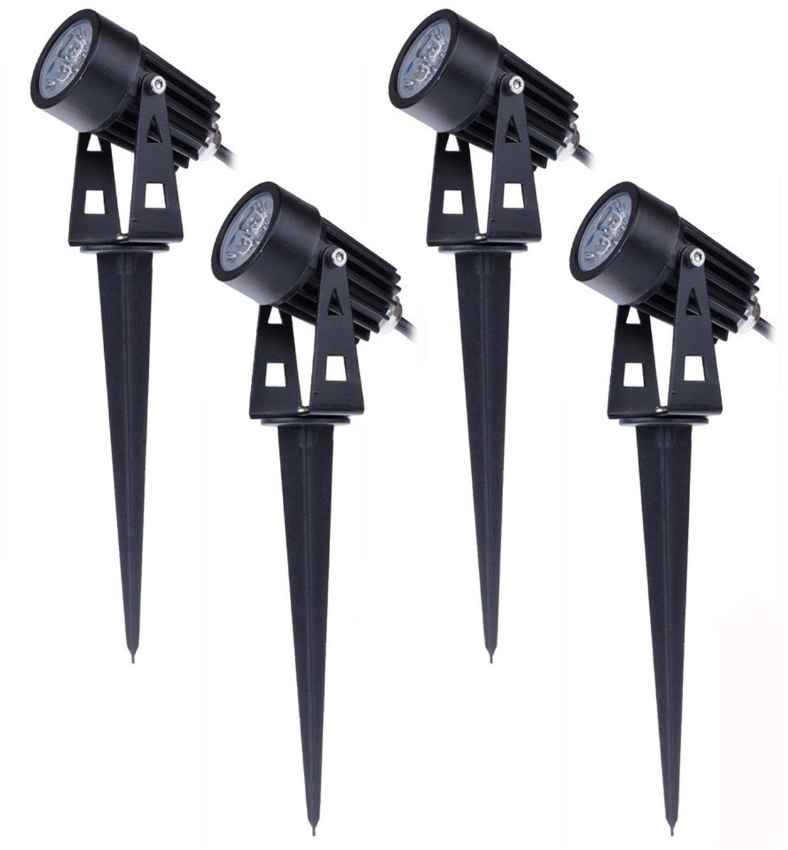 SnelShoppen - Set van 4 LED-tuinspotlights 3W 220V IP65 Waterdichte Buitenverlichting met Grondpin voor Tuin, Patio en Padverlichting