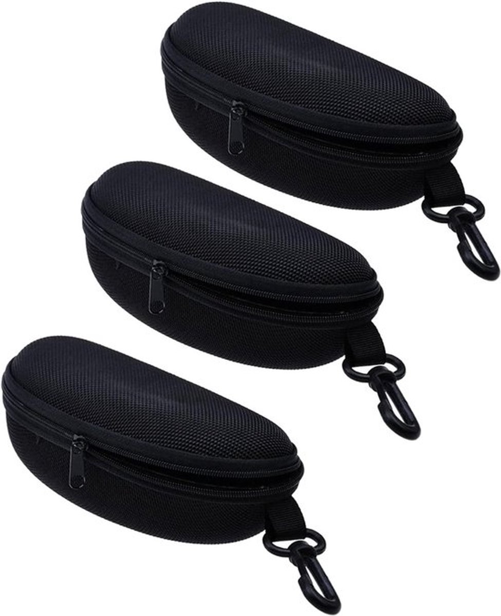 Draagbare Hardcase voor Zonnebrillen en Zichtbrillen - Set van 3, Zwart, Bescherming en Opberging