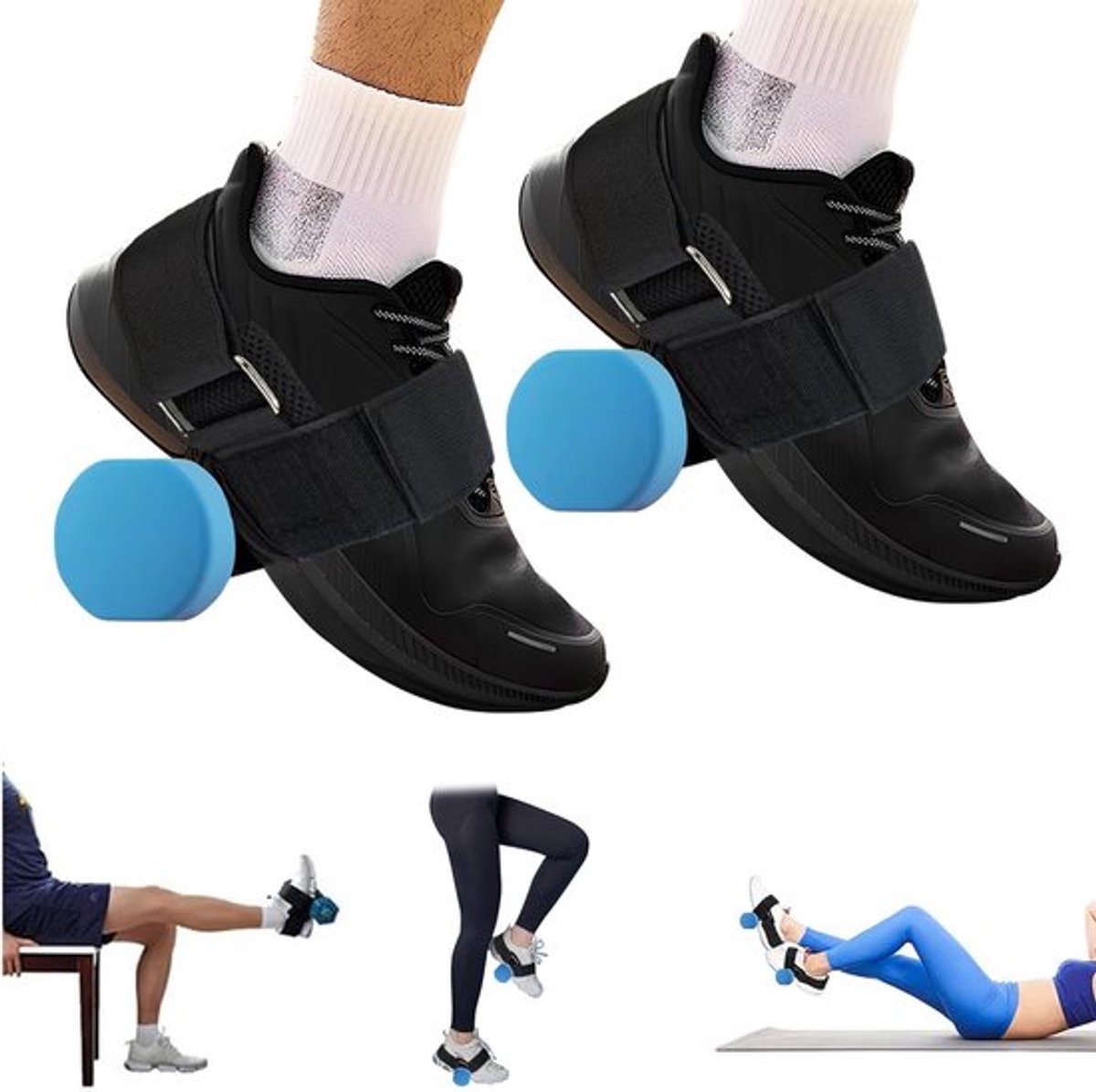 Verstelbare Enkelriemen voor Tibialis Trainer, Gewichten voor Benen, Voetlussen en Dumbbells voor Thuis Gym, Set van 2