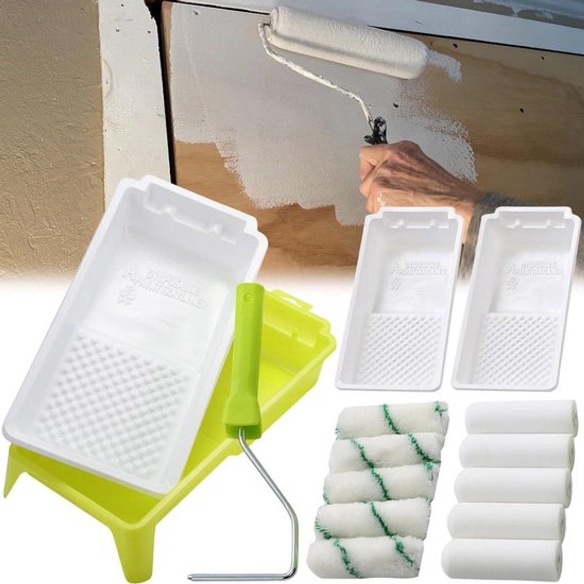 Set van 15 schuimrollers van 4 inch voor verven, hoogwaardig density schuim, voor glanzende en satijnen afwerking, voor meubels schilderen en decoreren - geschikt voor vlakke oppervlakken