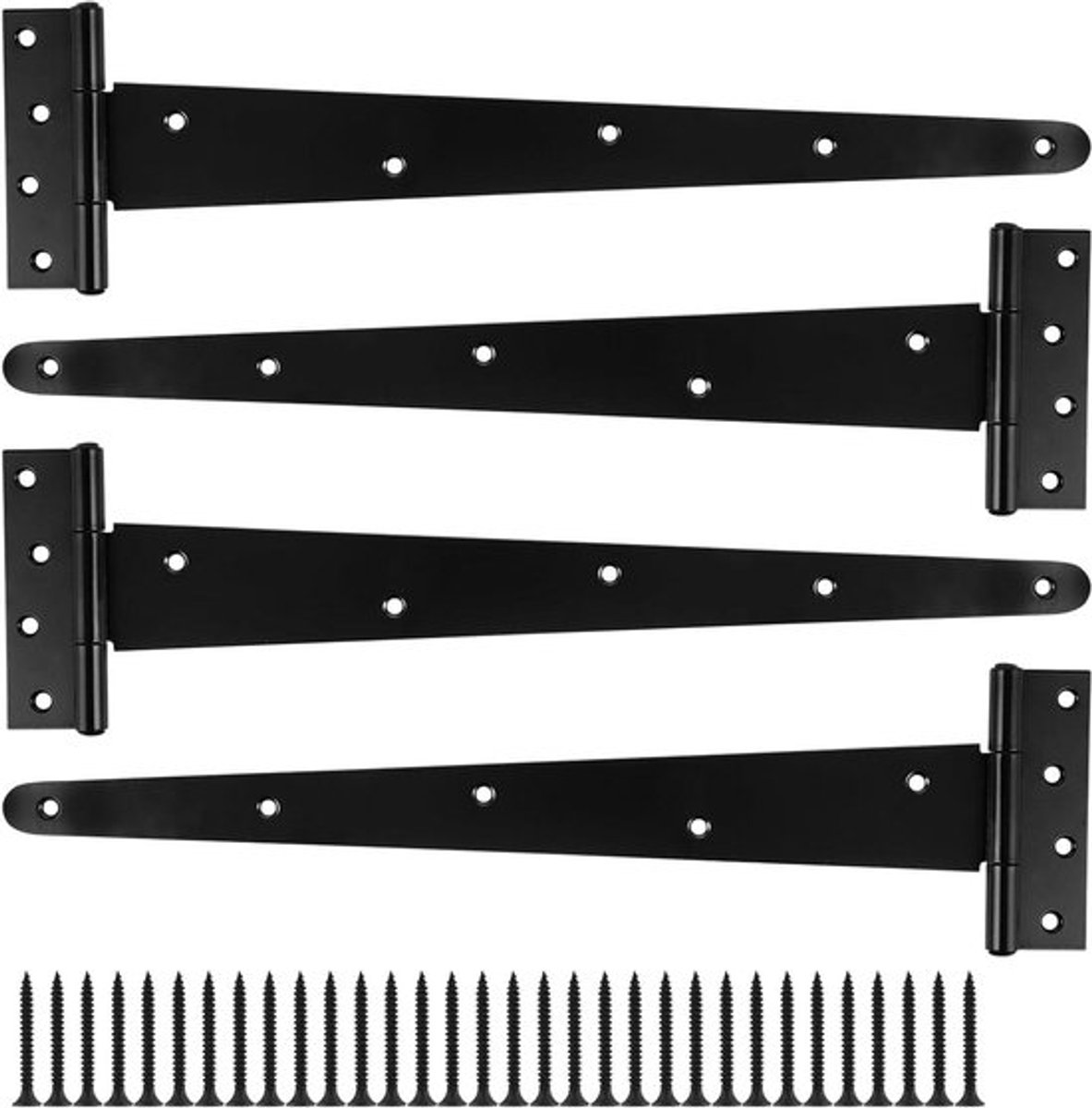Set van 4 kruisscharnieren 400 mm zwart gepoedercoat - zware belasting - schuurdeuren tuin