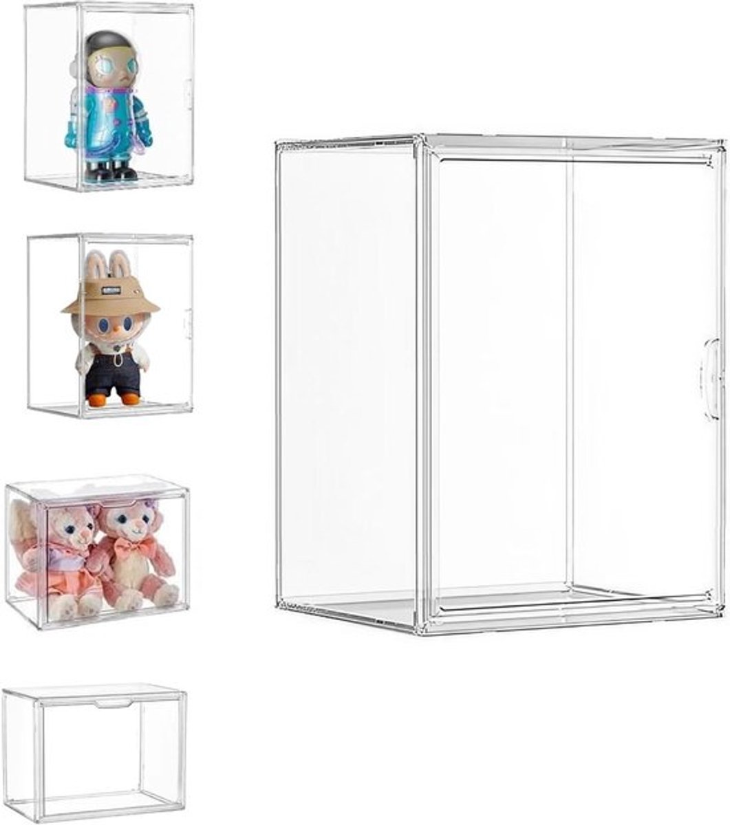 Transparante vitrine met deur voor actiefiguren en modelauto's - 36 x 27 x 27 cm