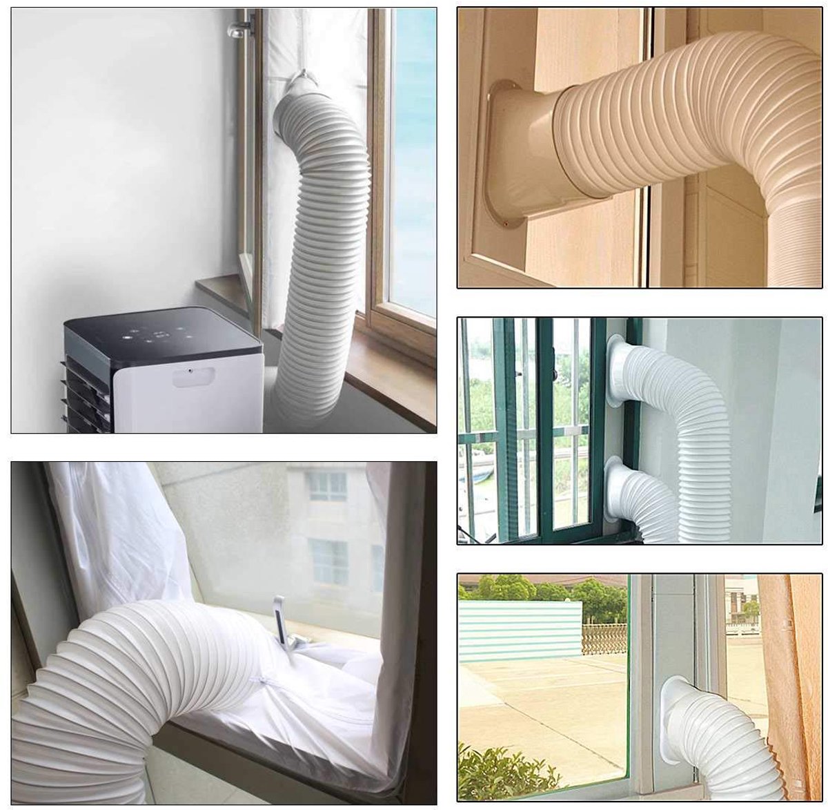 Draagbare airconditionerslang - Uitlaatslang draagbare airconditioner - Afvoerslang Airco Universele - PVC afvoerslang - airconditioningsslangverlenging - Vervangende Onderdelen Airconditioner - 150×130cm - Stijl Twee – foto 2
