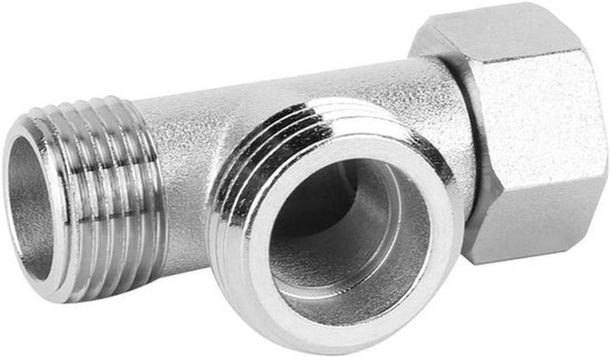 Wc Omschakelklep - Rechte Tanden - Drie Manier Connector - Koper vernikkeld - Badkamer Accessoires