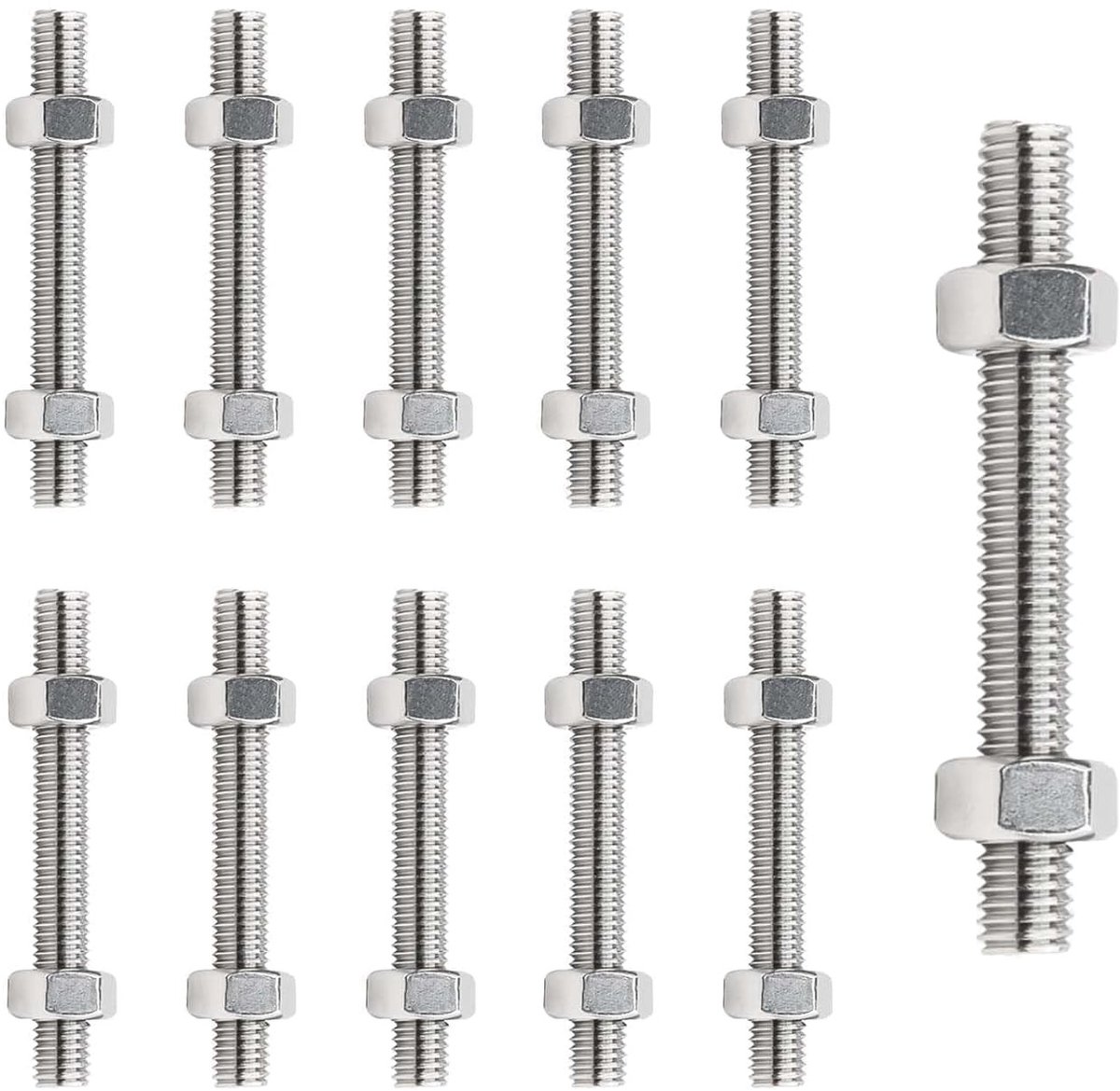 M6 Draadstangen van RVS, Volledige Draad, Geschikt voor Diverse Industriële Toepassingen, 150mm Lengte