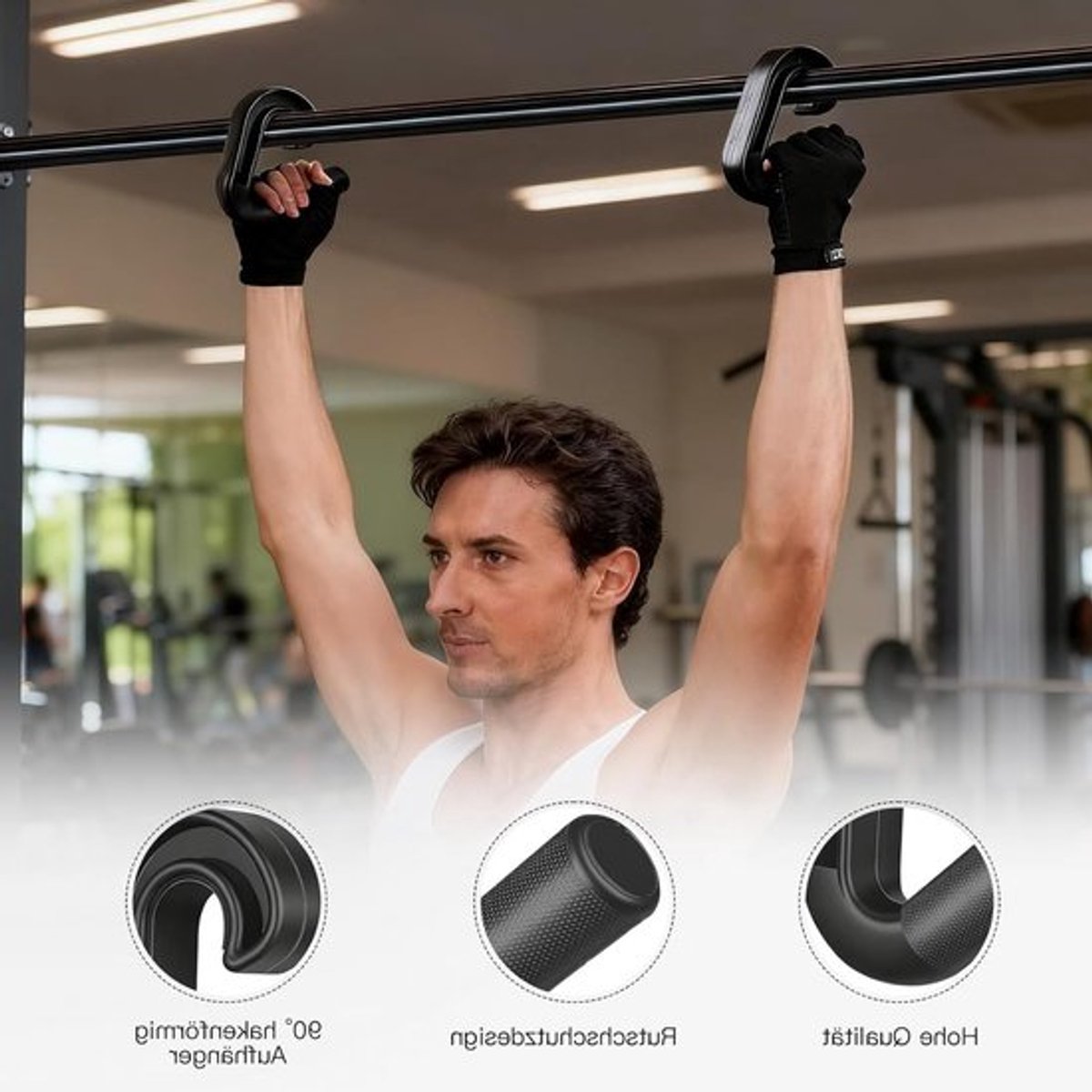 Ergonomische Fitness Handgrepen voor Pull-Up Bar, Antislip Siliconen, Ideaal voor Krachttraining en Thuis Workouts