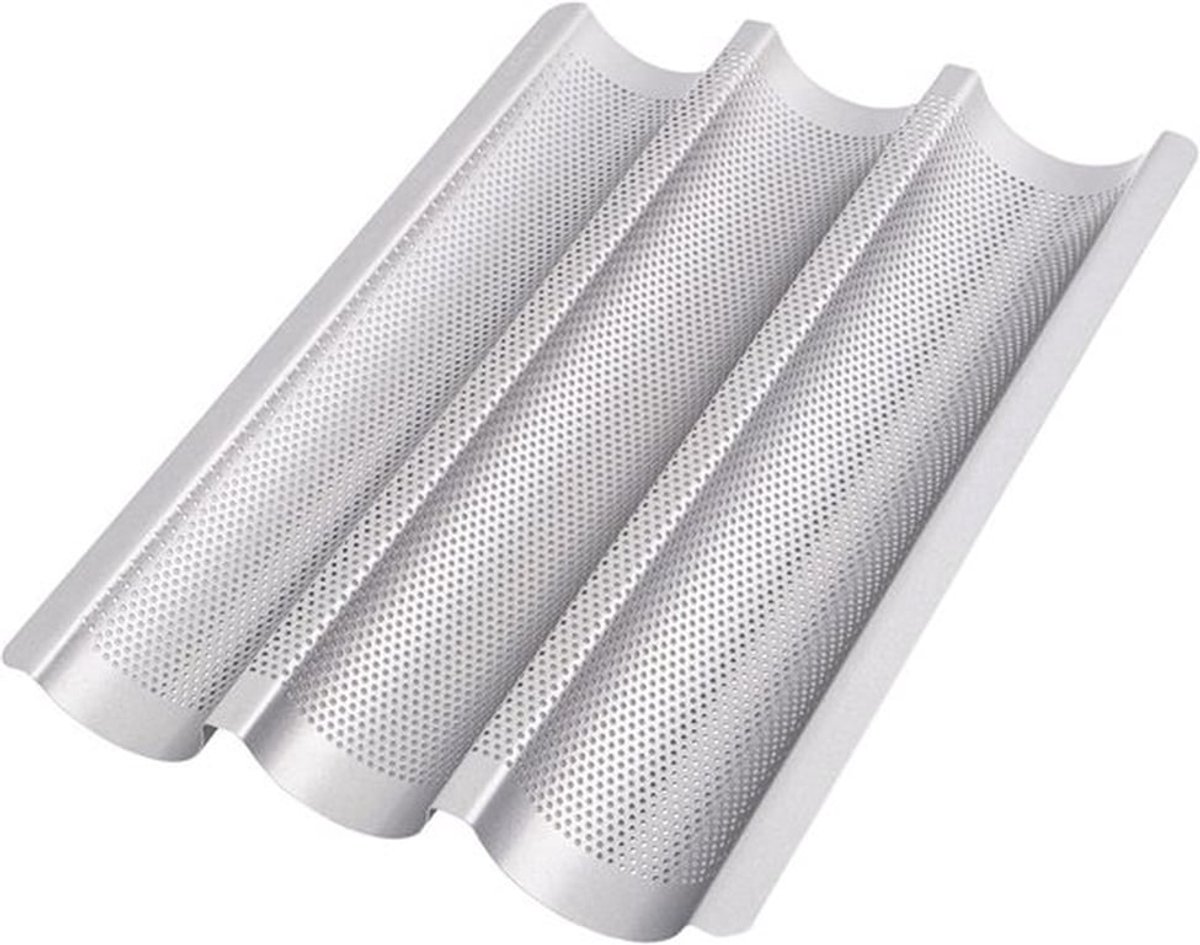 Bakken van Baguettes met een Non-Stick Bakvorm voor 3 Baguettes, Ideaal voor Brood en Gebak, 38 x 27.5 x 3.2 cm, Duurzaam en Makkelijk Schoon te Maken