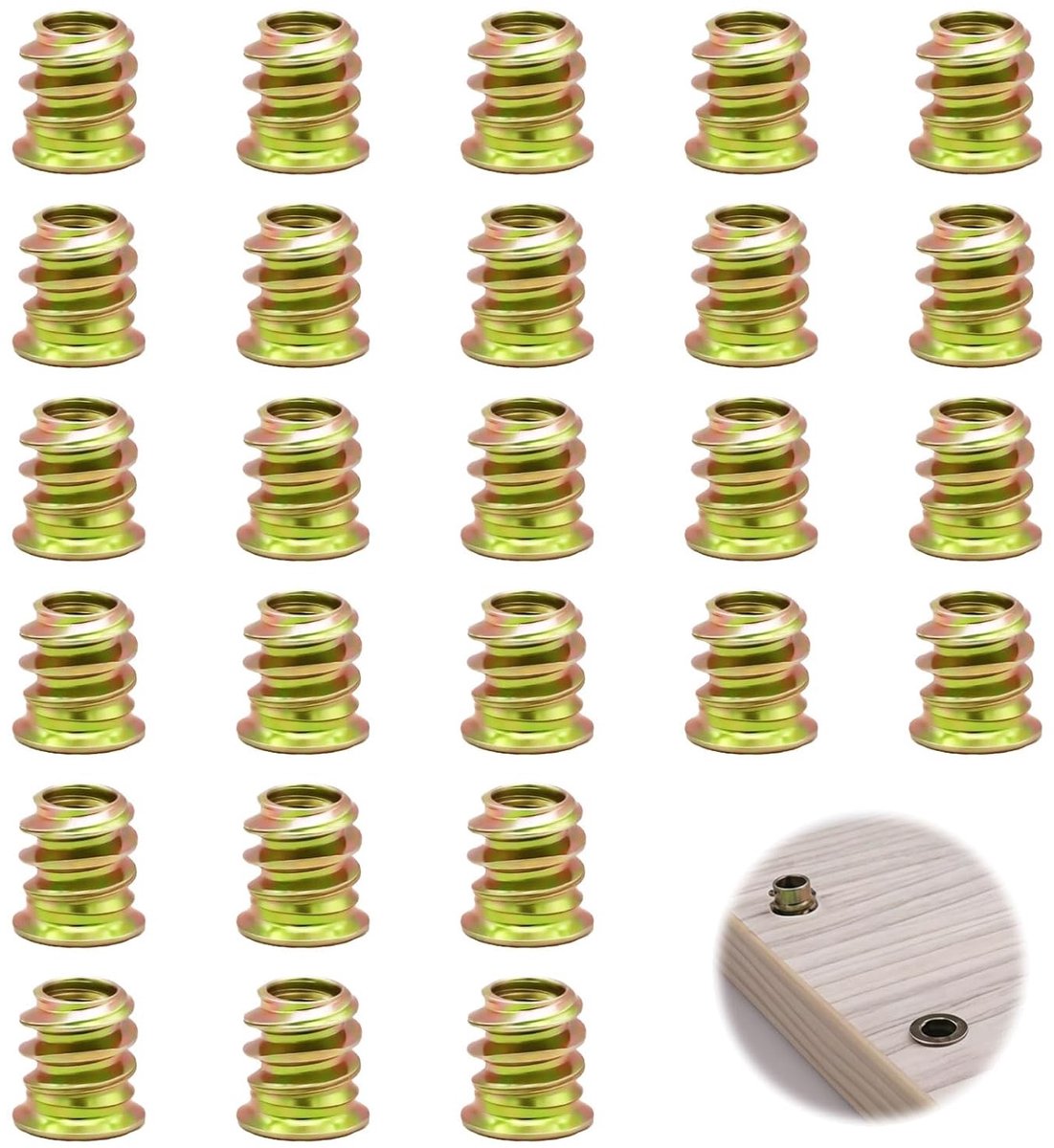 Hoge kwaliteit M5 x 10 mm schroefmoeren van gegalvaniseerd koolstofstaal, ideaal voor meubelconstructie, stabiele verbindingsmiddelen voor houten meubels en draadinsluitingen voor hout