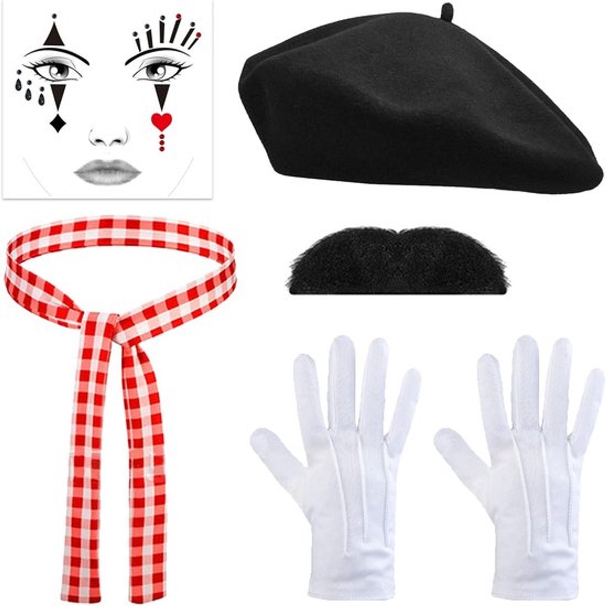 Mime kostuum voor dames en heren - Perfect voor carnaval, Halloween en theateroptredens