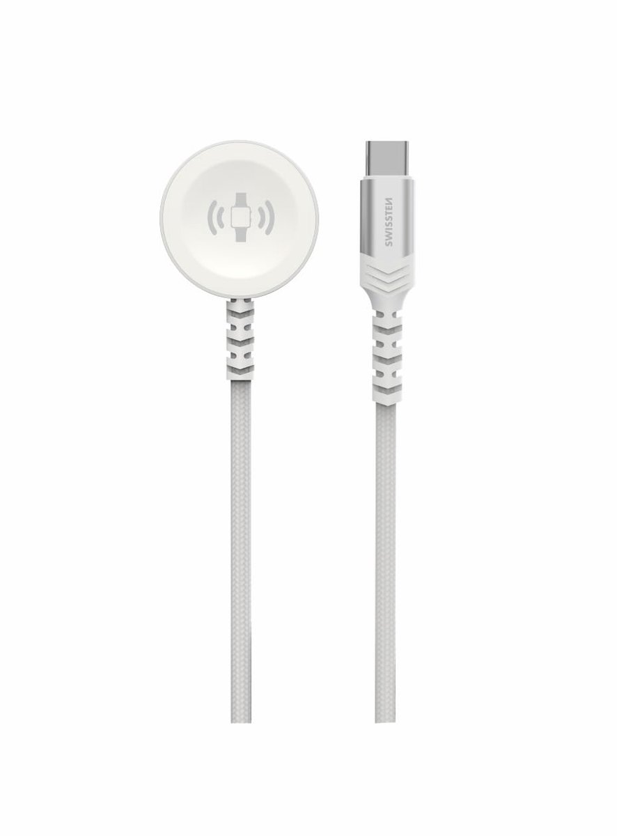 SnelShoppen - 1,2 m Gevlochten USB-C Kabel voor Magnetisch Opladen van Apple Watch - Wit - Snelle Laadkabel - Duurzaam en Flexibel Ontwerp - Ideaal vo