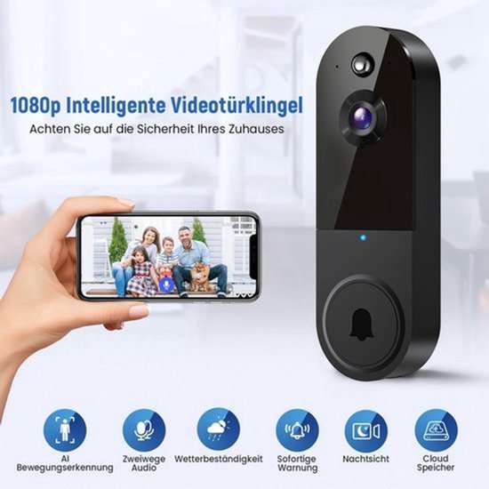 Video deurbel zonder abonnement - Deurbel met camera - Draadloze video deurbel - Beveiliging woning - Deurbel met app - Slimme deurbel - Geen maandelijkse kosten - Beveiligingscamera - WiFi deurbel - Voor smartphone en tablet