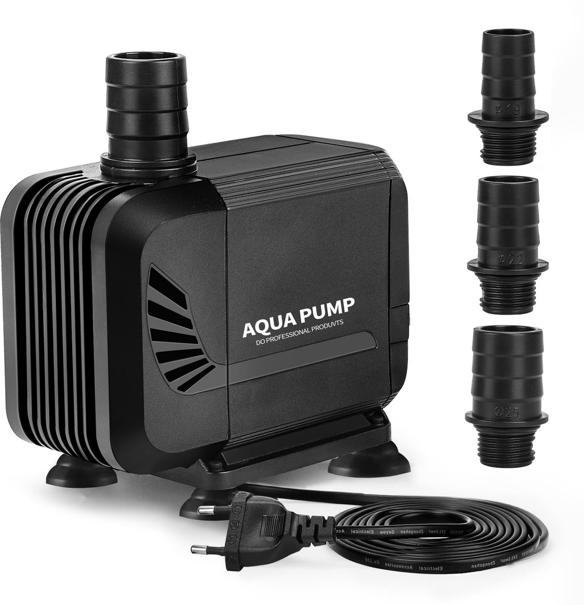 SnelShoppen - Waterpomp, vijverpomp, dompelpomp 2500 l/u, 35 W, amfibische aquariumpomp, mini-waterpomp, ultrastil met 3 sproeiers, 19 mm/22 mm/25 mm,