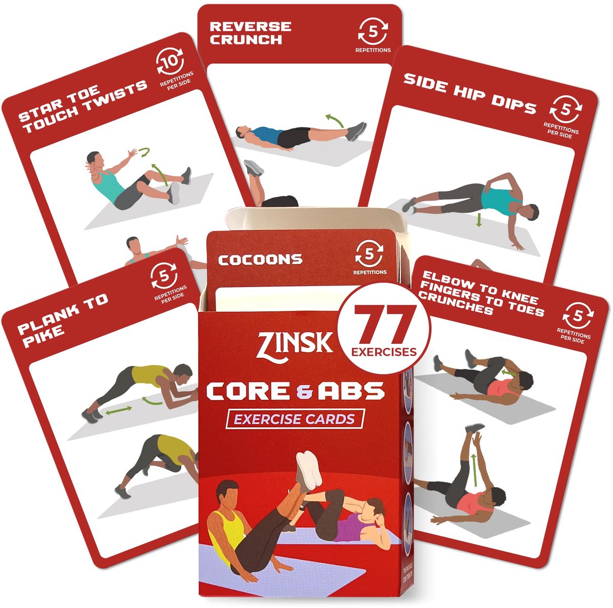 SnelShoppen - Buikspieren en Core Oefenkaarten - 75+ Workoutkaarten voor Kernkracht, Stabiliteit en Thuis Fitness - Ideaal voor Outdoor Activiteiten e