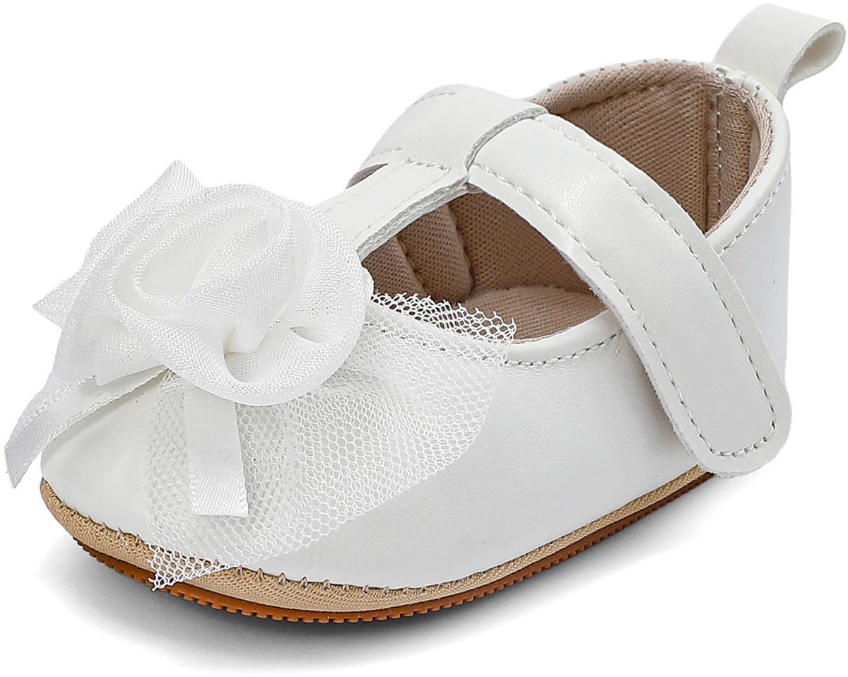 SnelShoppen - LACOFIA Schoenen voor de Eerste Stappen Meisjes - Doopschoenen voor Pasgeborenen - Antislip T-Riem - Elegante Ceremonie Schoenen - 3-18