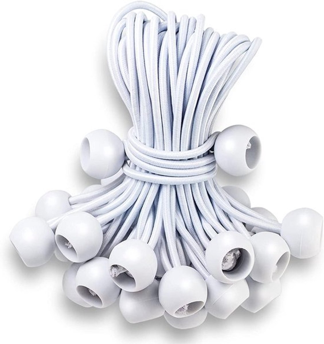 Pakket van 100 rubberen bungee-touwen met bal, 15 cm spanningsversteller voor tent, camping en posters