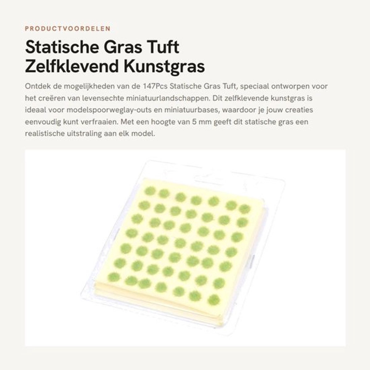 Statisch Gras 147Pcs - Zelfklevend - Kunstmatig Gras - Modellering Terrein - Miniatuurbases - Realistische Details - Modelgras