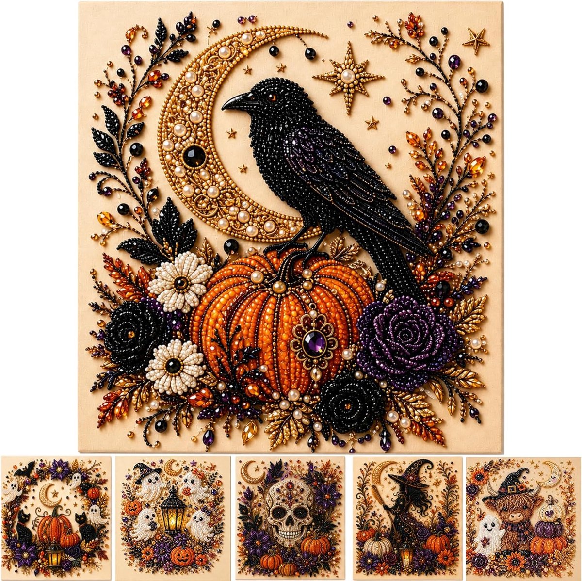 Halloween decoratie - Halloween Diamond Painting diy Kit - Herfstdecoratie voor aan de muur - Knutselpakket voor Volwassenen en Beginners - Voor het feestdiner - 20 x 20 cm - 1 Stuks - C