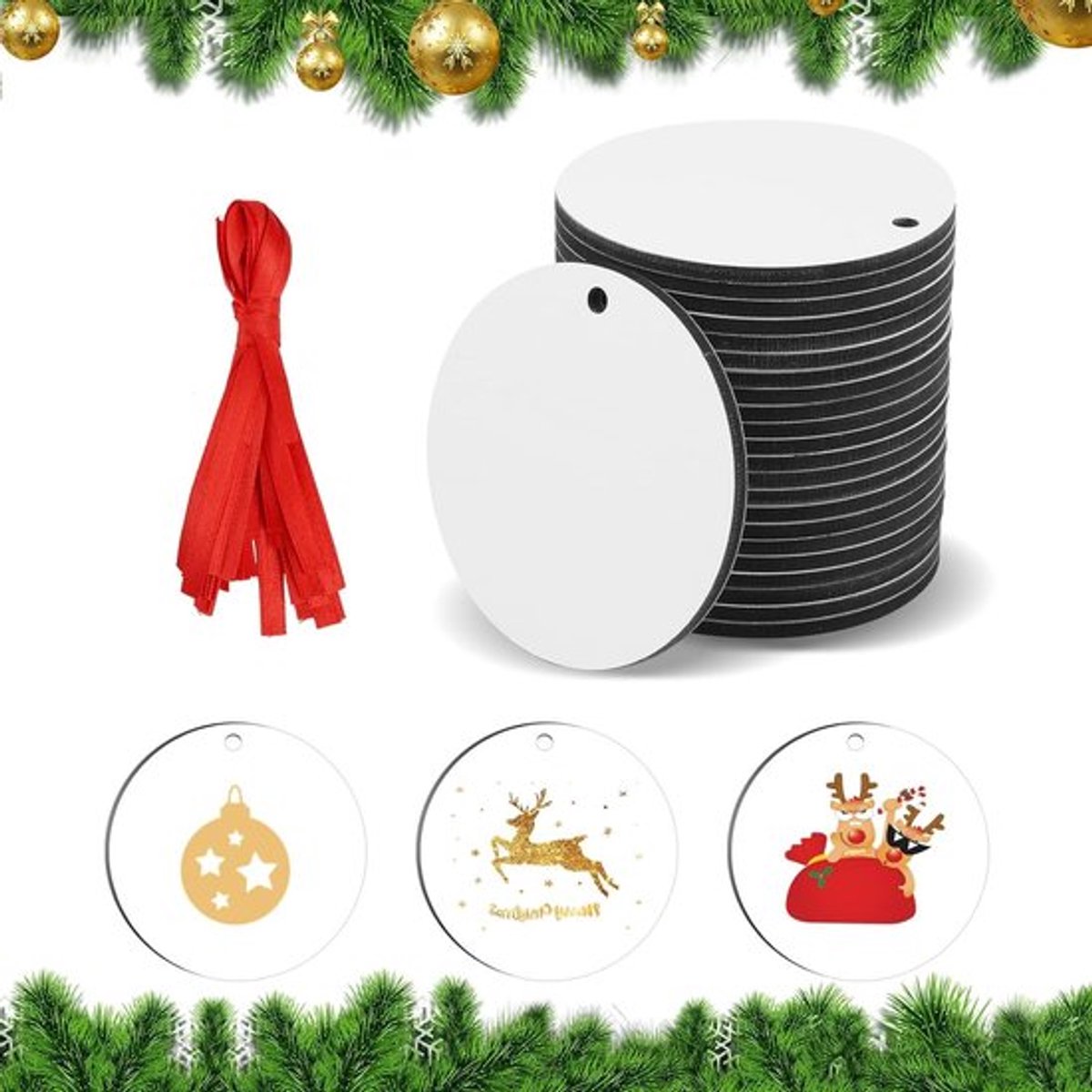 25 Stuks Lege MDF Sublimatie Hangers voor Persoonlijke DIY Kerst- en Halloween Ornamenten