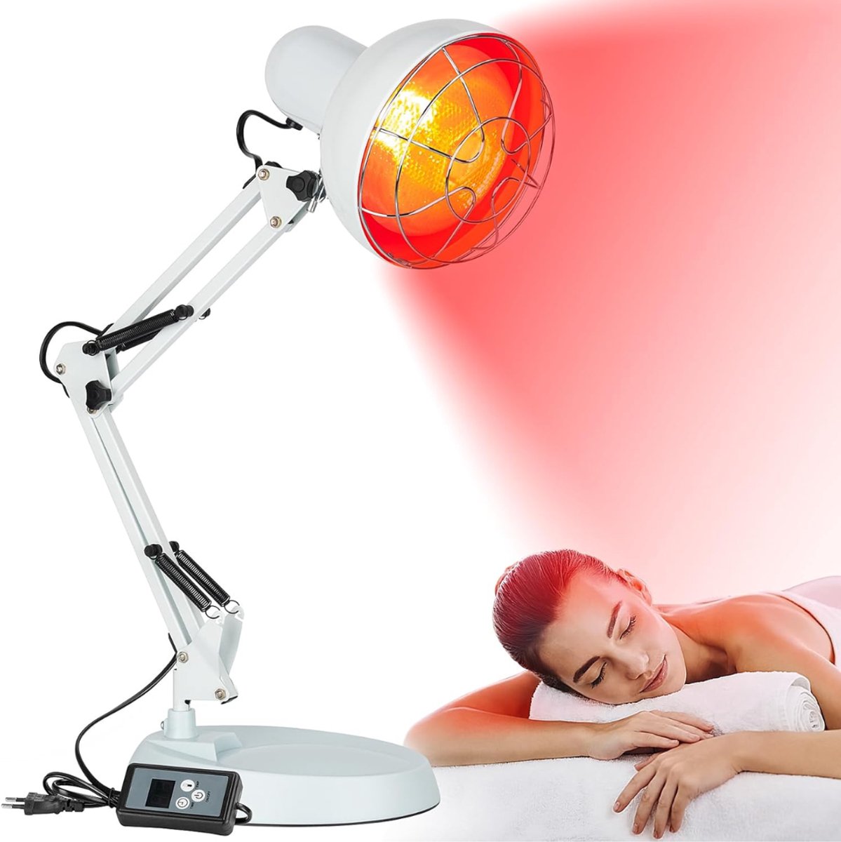 KIRA® Indfraroodlamp - Infraroodtherapie - Roodlichtlamp - Warmtelamp - Wit - 33cm x 24cm x 18cm