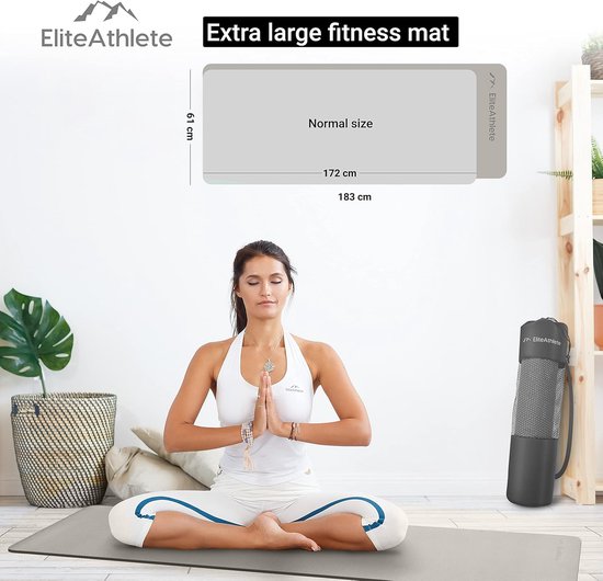 Antislip Yogamat - Fitnessmat voor Pilates, Gymnastiek en Aerobics, 183 cm x 61 cm x 0,6 cm, Gevoerd en Inclusief Draagtas van Joyletics — afbeelding 4