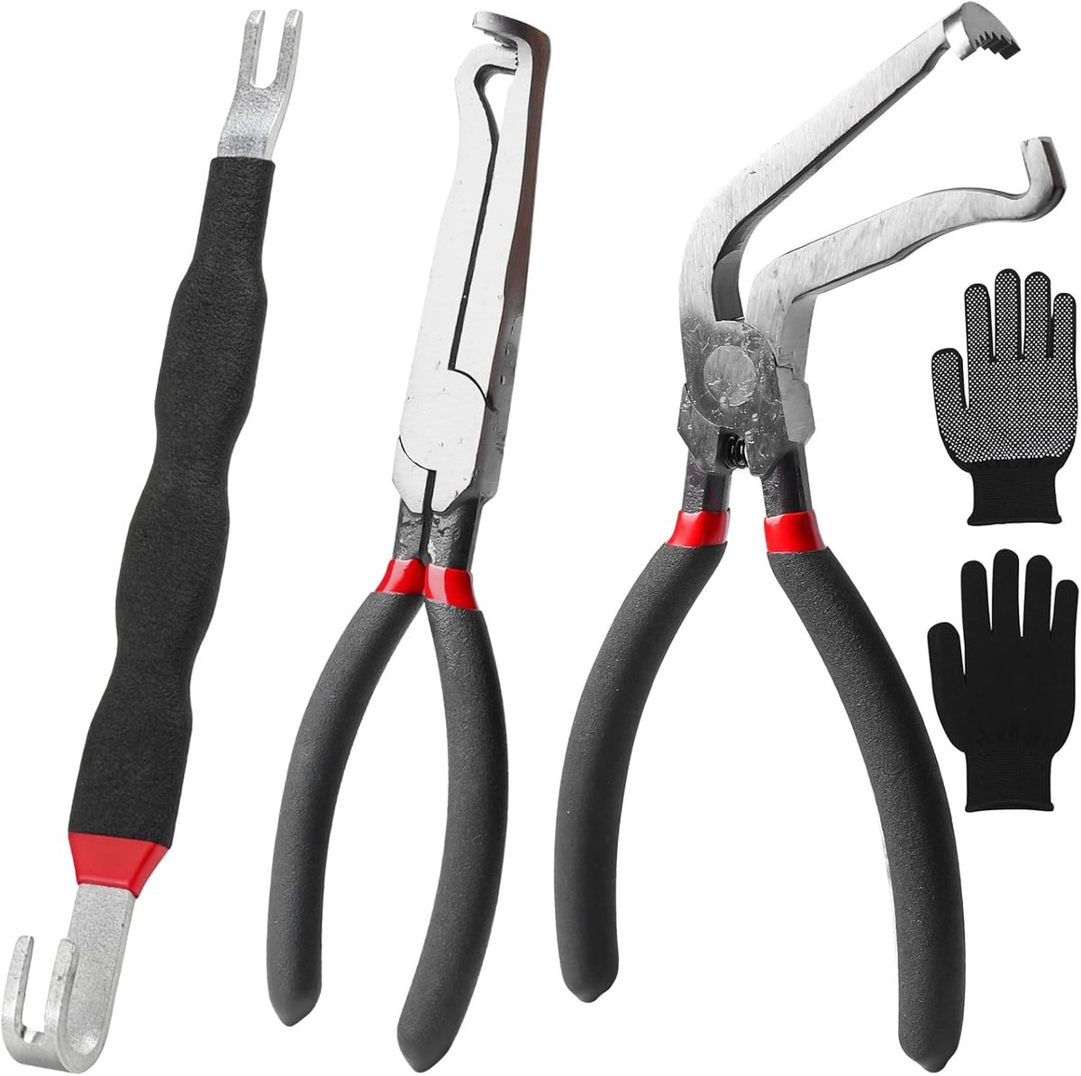 Hoogwaardige elektrische scheidingstangen: 3 multifunctionele striptangen voor kabels, reparaties en doe-het-zelf projecten (zwart-rood, 210 mm)