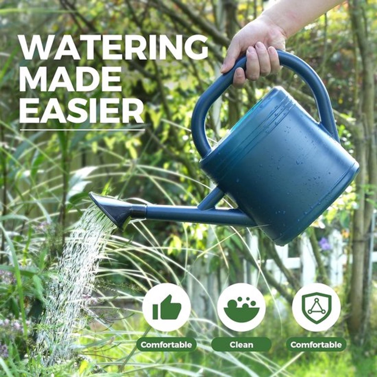 Gieter met 3 liter capaciteit voor binnen en buiten gebruik, druppelvrije sproeikop, gemaakt van gerecycled kunststof - blauw - multifunctioneel en duurzaam.