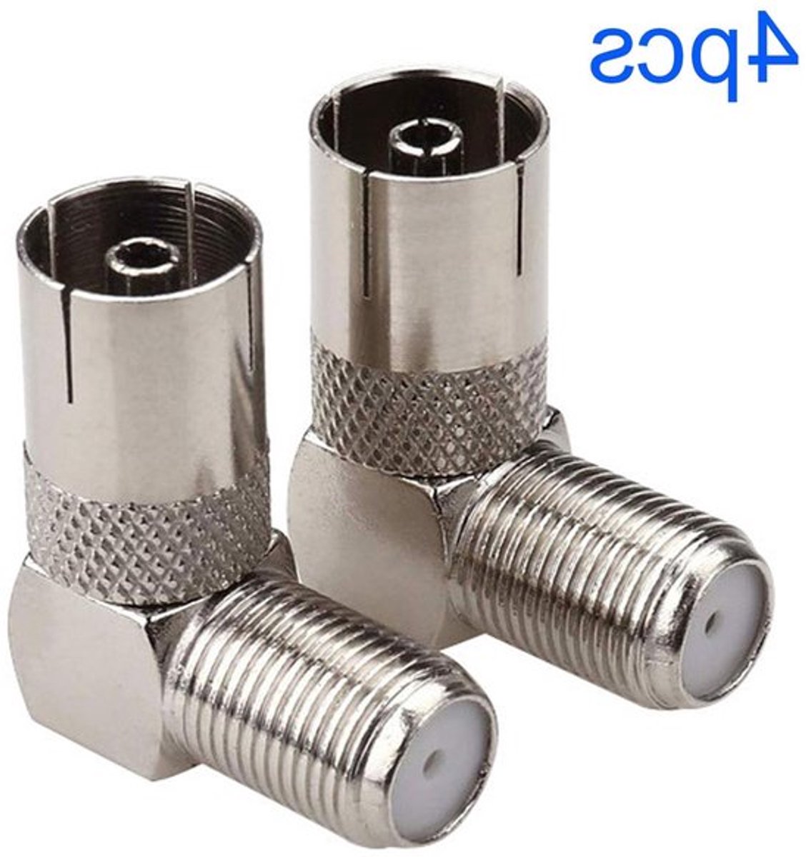 Adapter Type F Plug naar Coax Male/Female Kabelconnector - 8 Stuks voor RF Coaxiale Antenne Converter met 90 Graden Hoek, Geschikt voor TV en Satellietontvangst