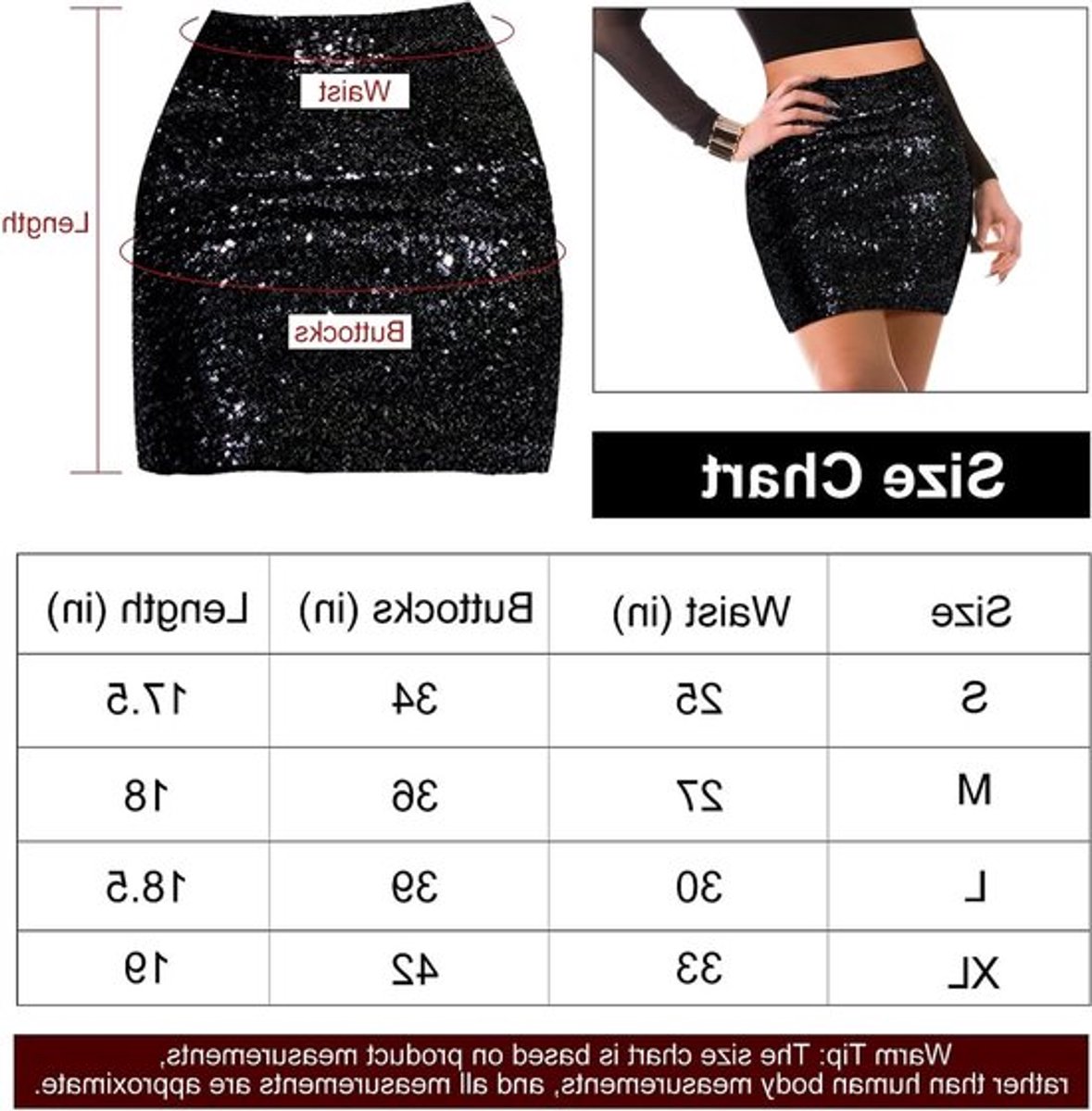 Zwarte Glanzende Pailletten Mini Rok voor Dames, Hoge Taille Bodycon Rok Geschikt voor Disco, Rave en Feestjes (Maat S)