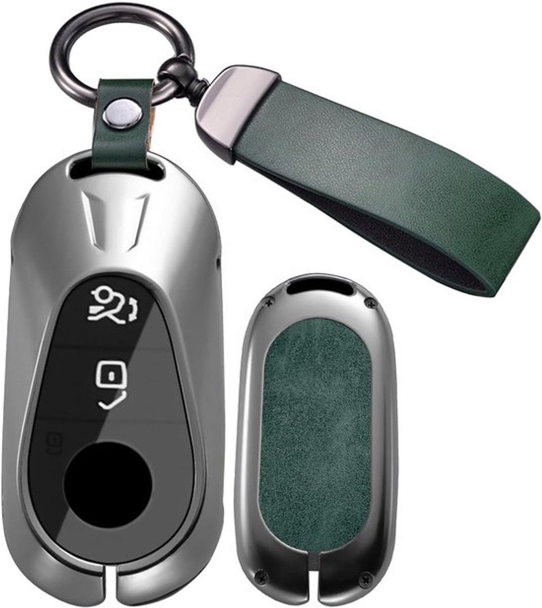 Beschermende Sleutelcover voor Mercedes C E S Klasse W206 W223 GLC X254 EQS V297 EQE V295 CLE 2023-2025, Duurzame Metaal Case, Sleutelbescherming, Groene Sleutelhoes