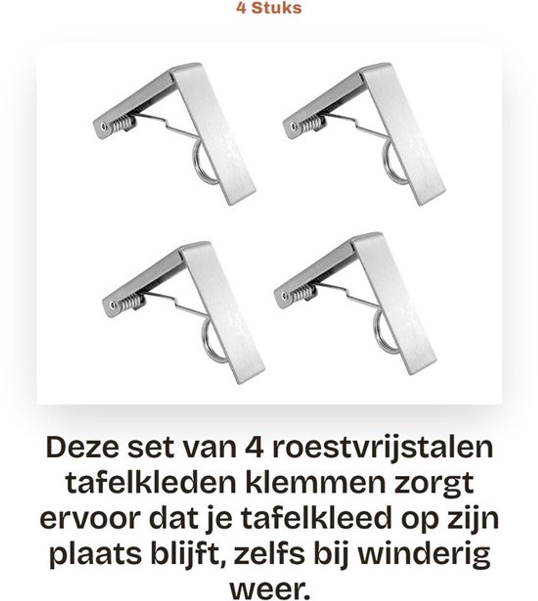 Tafeldoekklemmen Roestvrij Staal - Grote/Kleine Klemmen - Tafelkleed Klemmen Buiten - Vers