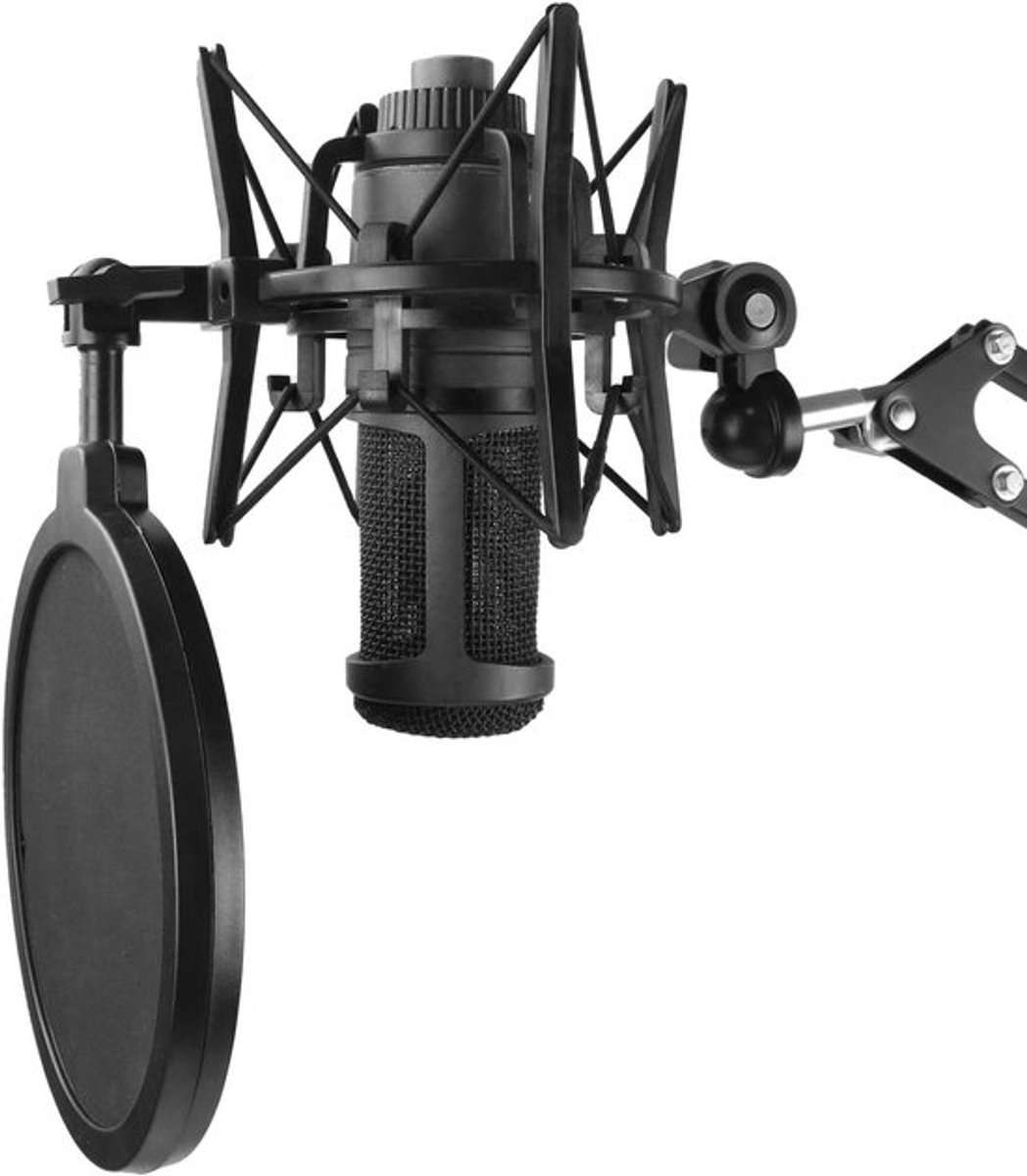 Professionele Shock Mount met Popfilter voor het Verminderen van Vibratiegeluid en Ruis, Geschikt voor Condensatormicrofoons zoals AT2020 en AT2020USB