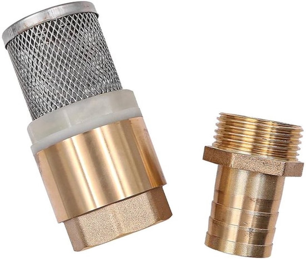 Zuigfilterset Messing 1 Inch - Hoogwaardige Zuigmand Met Terugslagklep - Ideaal Voor Irrigatiesystemen - Duurzaam - Geschikt Voor Tui...
