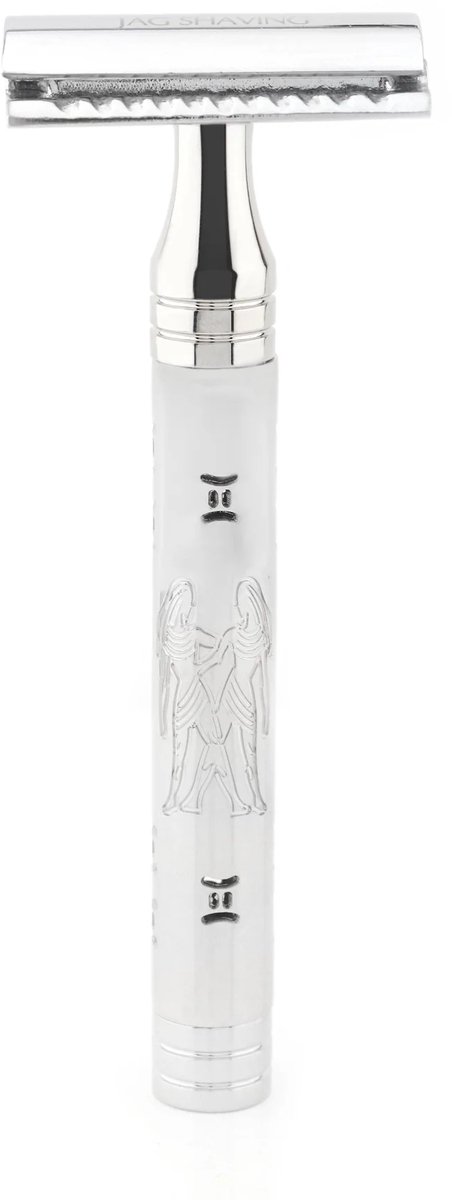 JAG Shaving Safety Razor RVS – Double Edge Scheermes met Gemini Sterrenbeeld Gravure – Herbruikbaar Klassiek Scheermes voor Mannen & Vrouwen