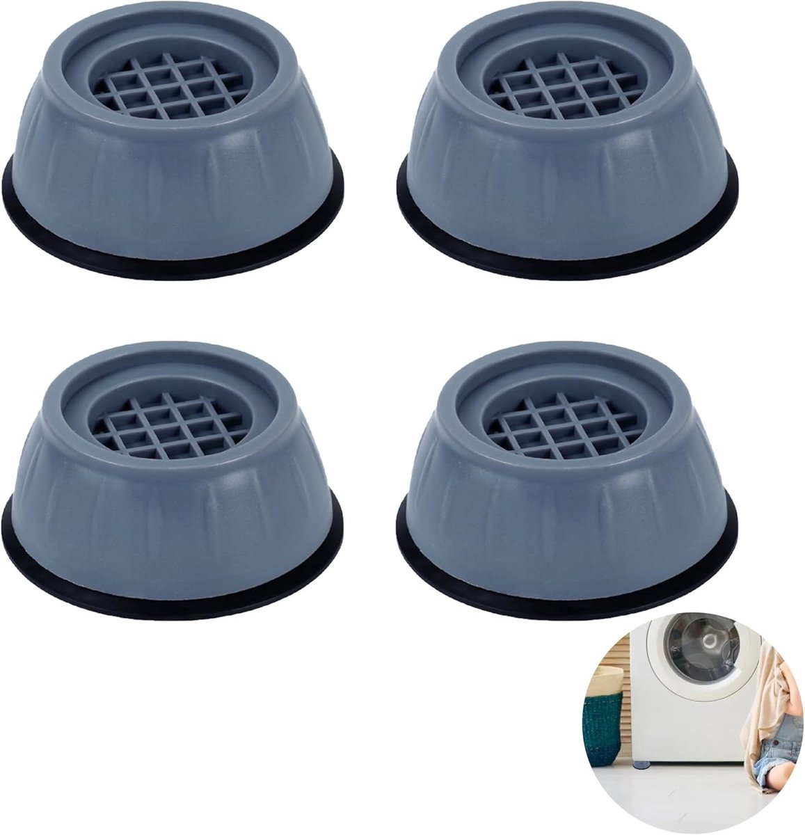 Set van 4 universele trillingsdempers voor wasmachines en apparaten, rubberen voetpads, anti-vibratie oplossingen voor stabiliteit en geluidsreductie