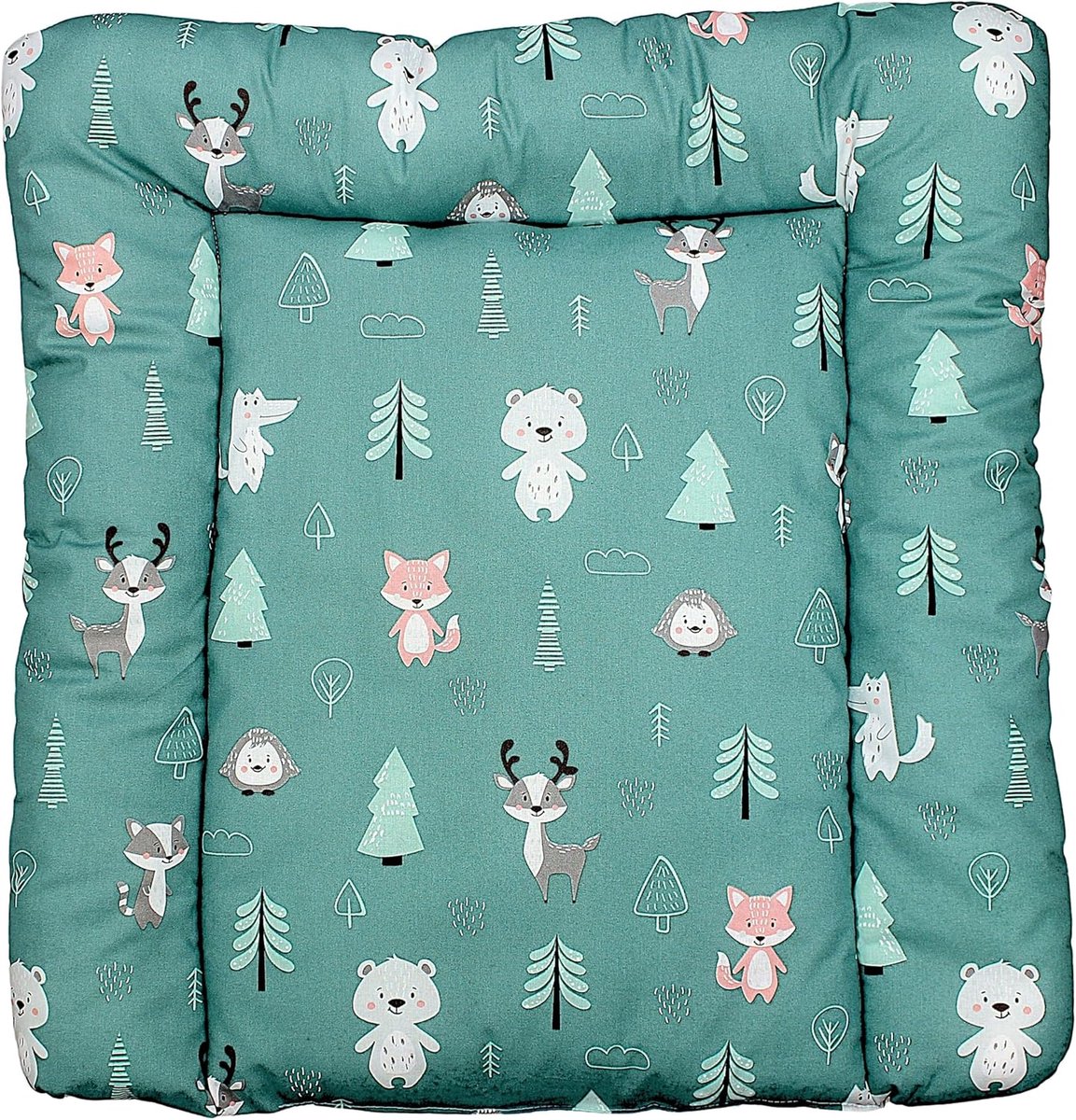 Baby Aankleedkussen met Patronen, Bos/Vos/Ree/Egel/Beertje/Groen, 70 x 50 cm