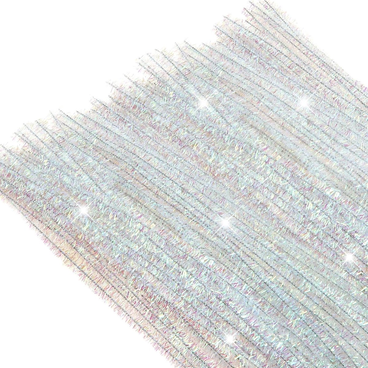 200 stuks witte glitter pijpenreiniger om te knutselen chenilledraad | Pijpenreiniger om te knutselen, lengte 30 cm en breedte 6 mm, pijpreinigers voor knutselen en decoreren