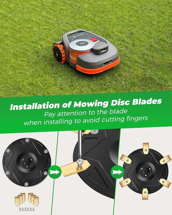 6-piece robotic lawnmower blade disc + 30 blades, compatible with Segway Navimow H500E, H800E, H1500E, H3000E blade disc robotic lawnmower turntable — afbeelding 5
