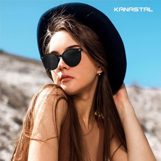 Gepolariseerd Zonnebril Dames Rond Cat-eye Zwart - TR90 Montuur,UV400,Tac,Groot,Autorijden,Reizen,Dagelijks Gebruik,Mode,Retro,Vintage,Elegant,Geïntegreerde Neuspads — afbeelding 2