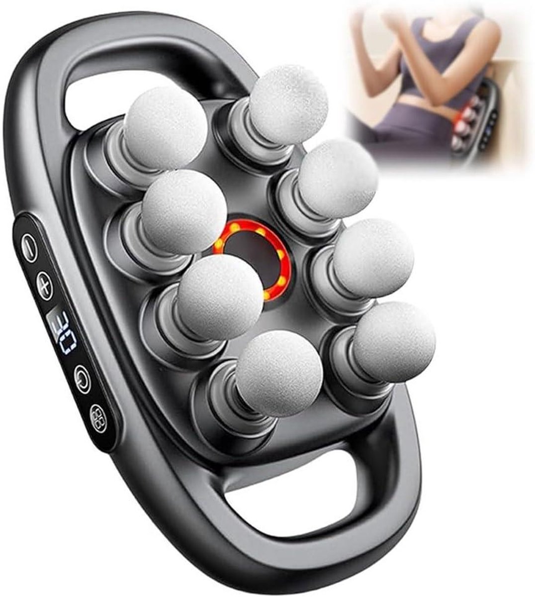 Massagepistool Set - Spier Stimulator Elektrisch - Herstel Na Sport - 30 Intensiteit Niveaus - 1700 Gram - Zwart