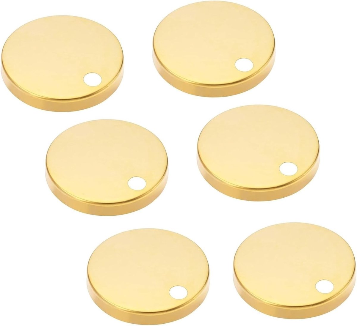 Set van 6 Ronde Toiletbril Scharnierdeksel Platen in Goud, 60mm, Geschikt voor Vervanging en Montage van Toiletbrillen, Duurzaam en Stijlvol Accessoire