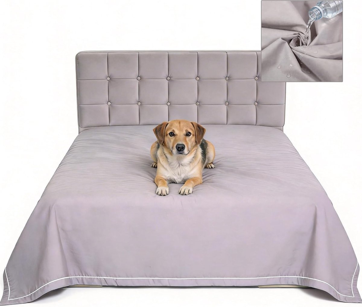 SnelShoppen - Grijze waterdichte hondendeken XXL (244 x 208 cm) | Dubbelzijdig bruikbaar bankbescherming en bedsprei met TPU-membraan, wasbare bankdek