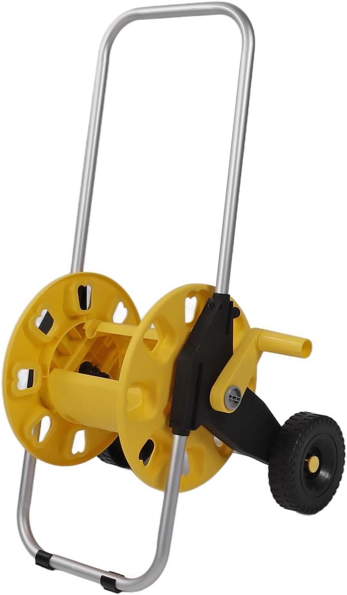Tuinslanghouder - Slangenwagen - Tuinieren - Met wielen - 74.5 cm - Geel