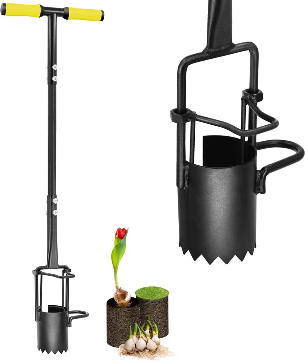 SnelShoppen - Blumenzwiebel Pflanzwerkzeug met Langer Griff, Gezackte Bottom, Soft Grip en Robuuste Sodenstopper voor Iris, Narcissen, Tuin, Plantgere