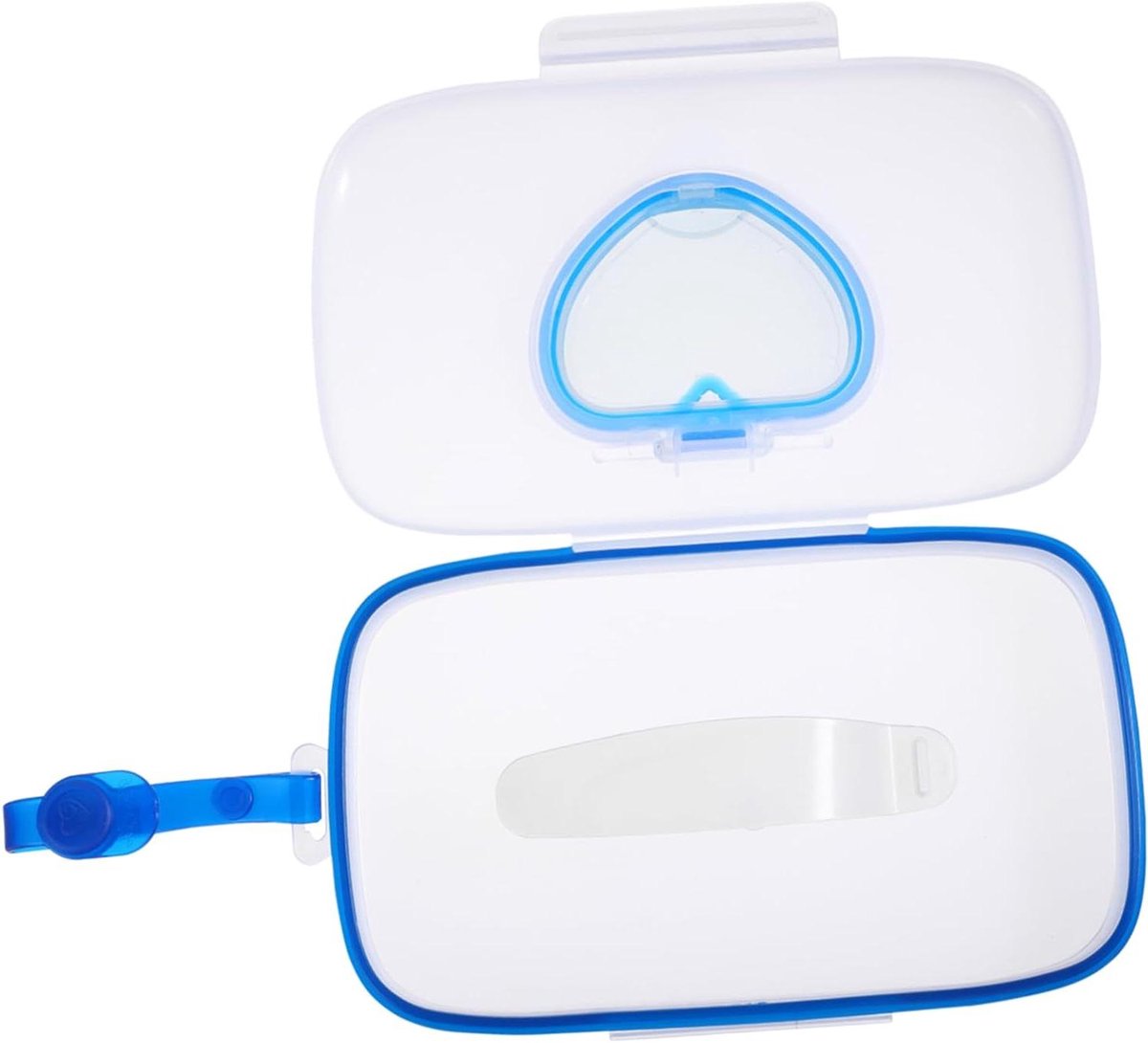 Babydoekjes Houder - Reisdispenser Doekjes - Onderweg Hygiëne - Stofvrij Ontwerp - 22 x 13.5 cm - Blauw