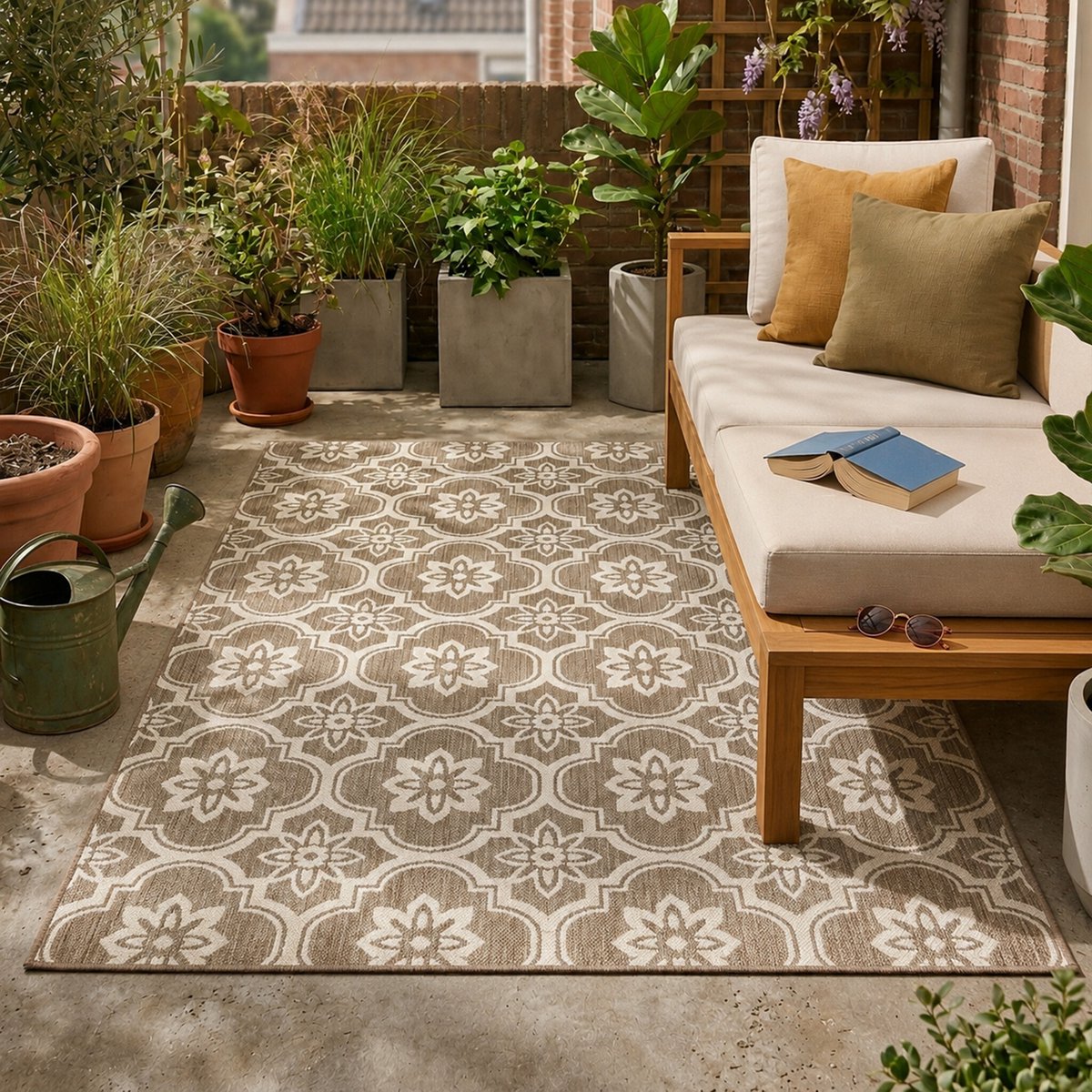 Fraai Buitenkleed - Rio Flower Beige - 230x330 cm