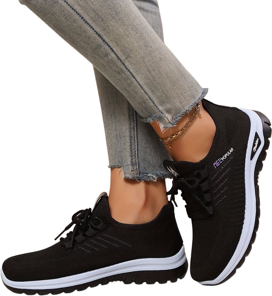 Currero Schoenen Dames Sneakers Comfortabel Slippers Casual Volwassenen 36 Zwart
