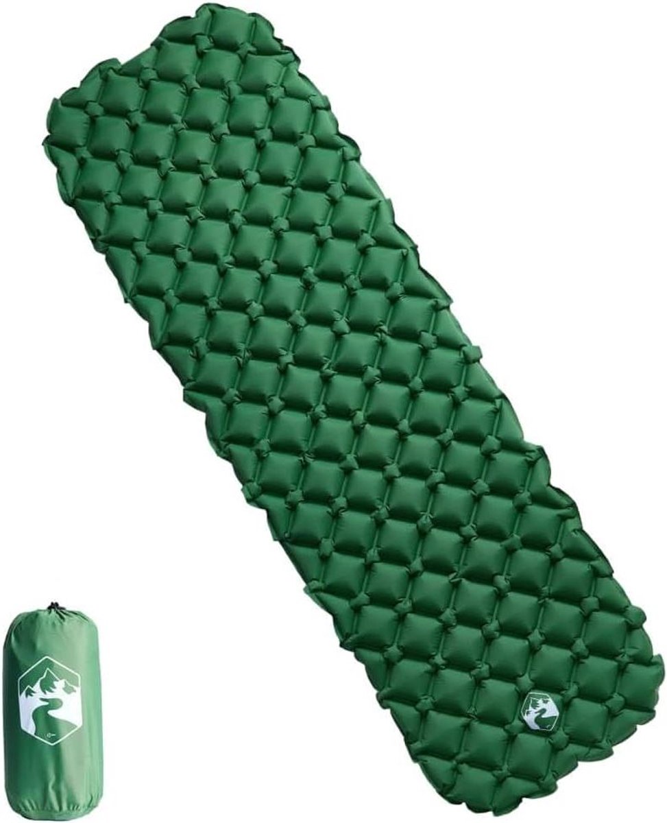 Opblaasbaar campingmatras - Slaapmat kampeer - Outdoor slapen - Waterdicht en duurzaam - 190 x 58 cm - Groen