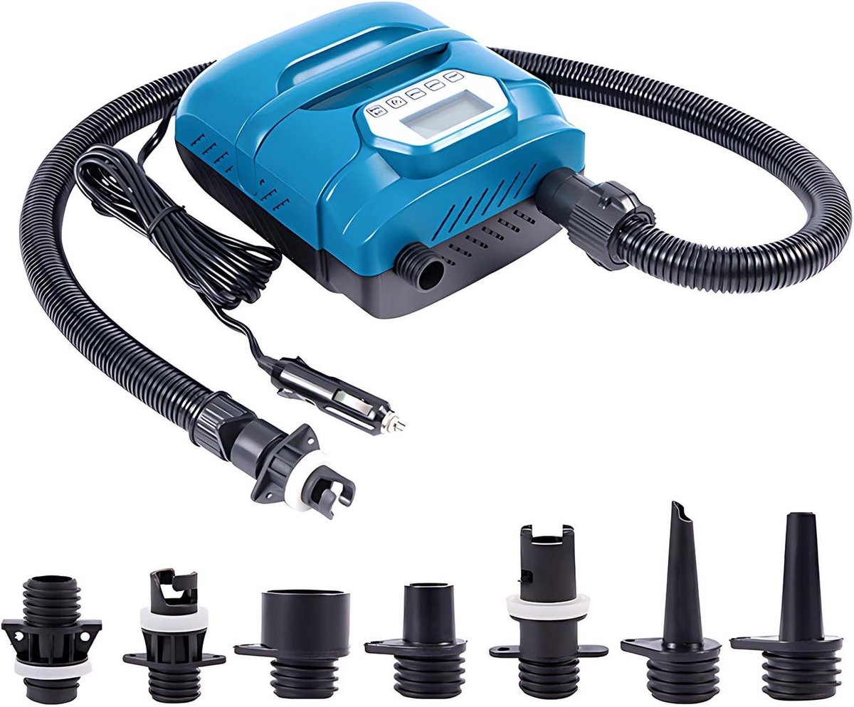 Elektrische Luchtpomp - Sup Pomp Opblaaspomp - Watersporten Opblazen - Dubbele Motor - 20 PSI - Blauw